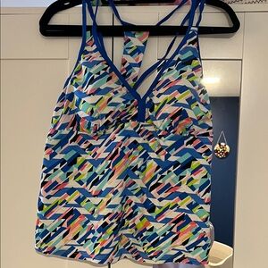 Colorful Geometric Print Swim Tankini Top Only